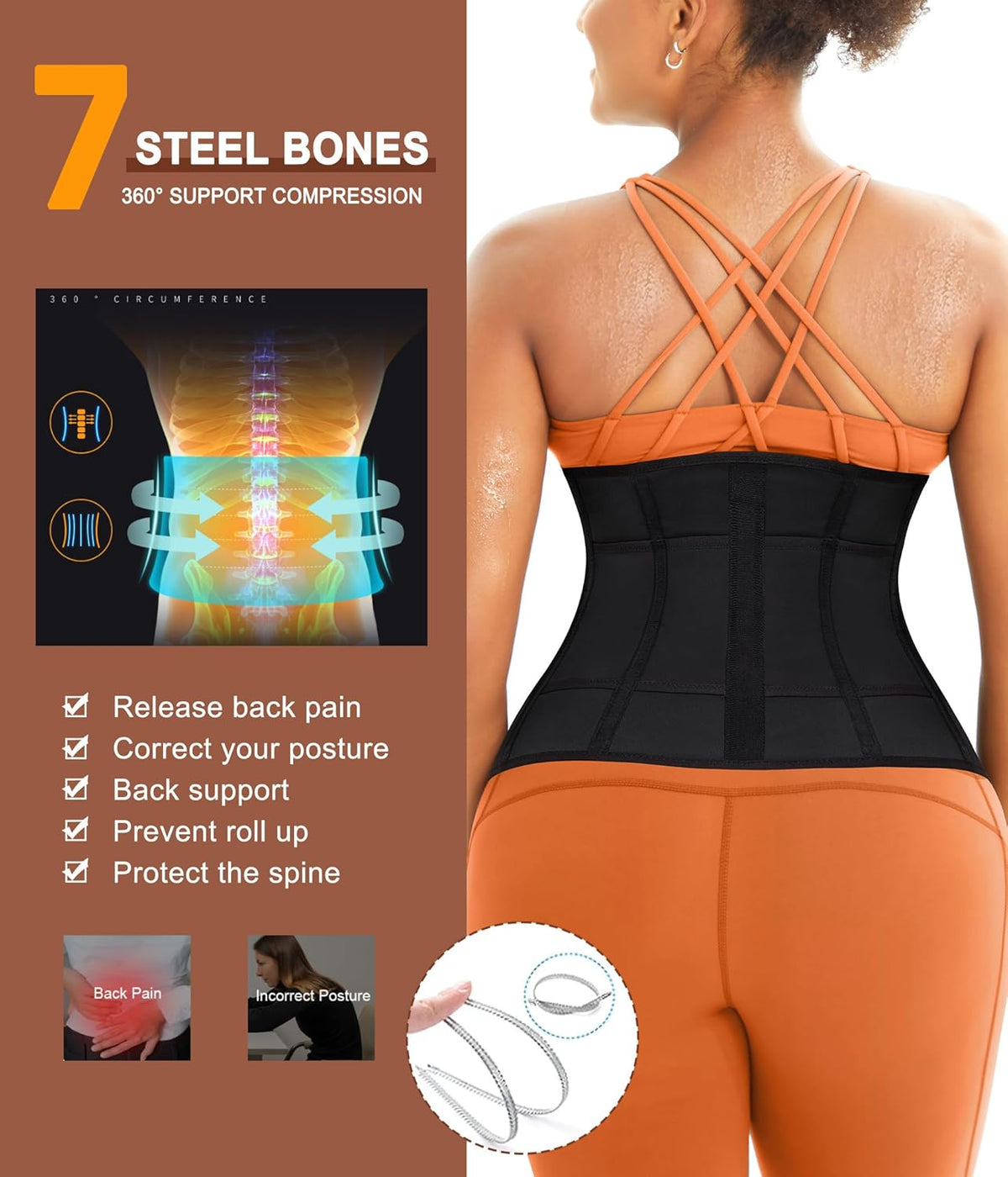 TrainingGirl Waist Trainer for Women Belly Working Out Trimmer Corset Sauna Sweat Belt Band Stomach