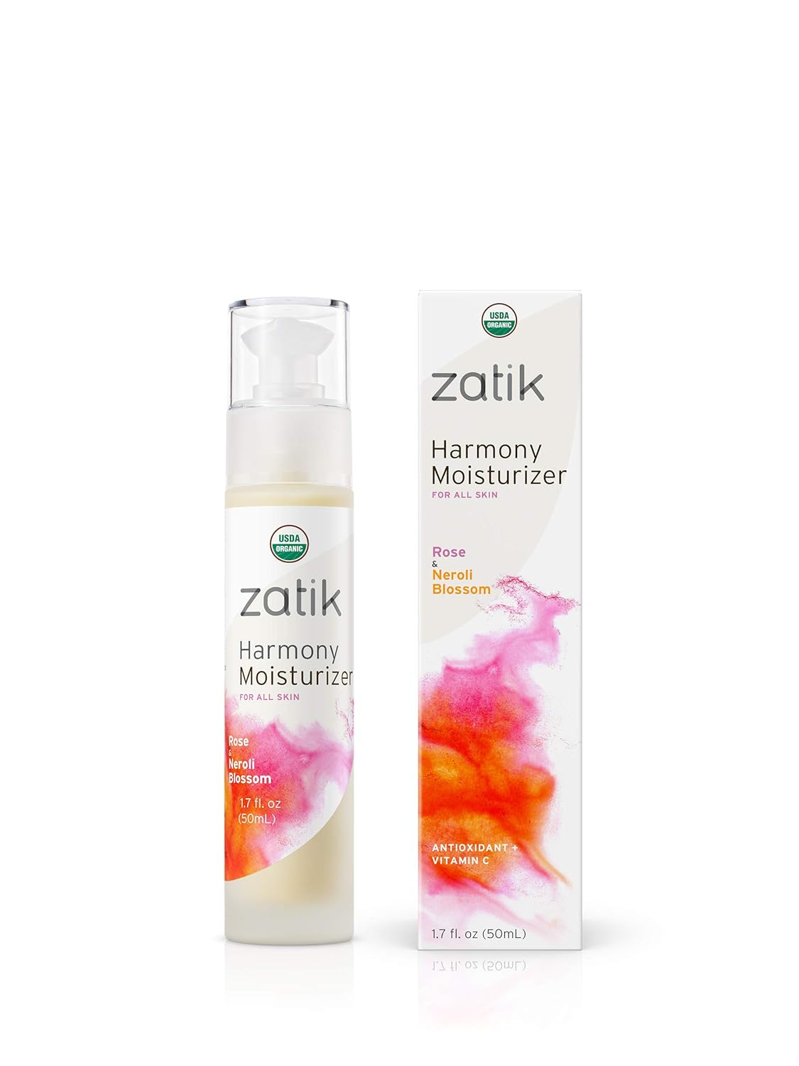 Zatik Naturals - Harmony Moisturizer with Rose and Neroli Blossom, USDA Organic, Vegan, Non GMO