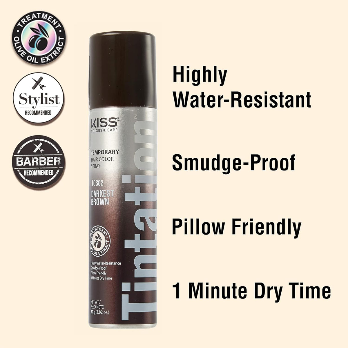 RED by Kiss Tintation Temporary Hair Color Spray, Instant Gray Root Cover Up, Water-Resistant