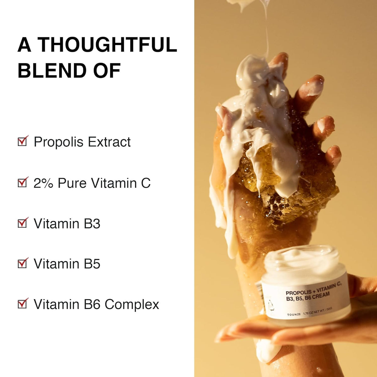 TOUN28 Propolis Vitamin C & B Complex Cream 1.76 oz (50g) | Moisturize, Nourish & Strengthen Skin