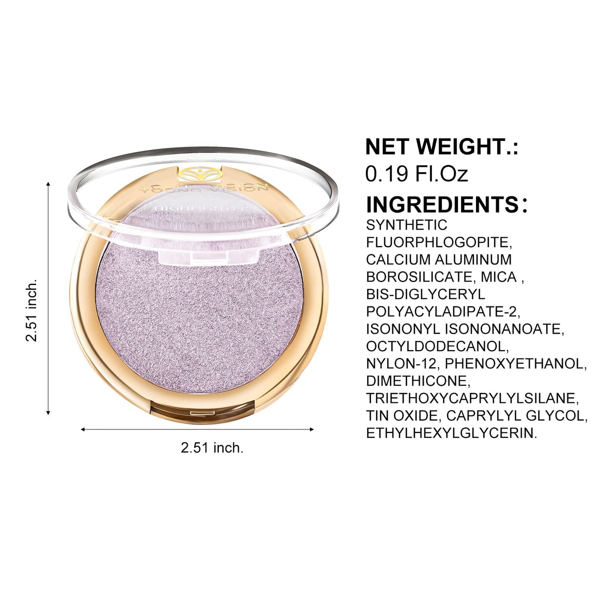 YOUNG VISION Pressed Powder Highlighter, Baked Natural Glow Contour Powder & Face Highlighter