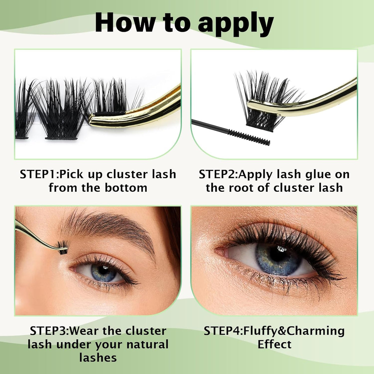 Lash Clusters 96pcs Individual Lashes Y22 D Curl 8-18MIX Eyelash Clusters KEYYOU Volume Wispy Lash