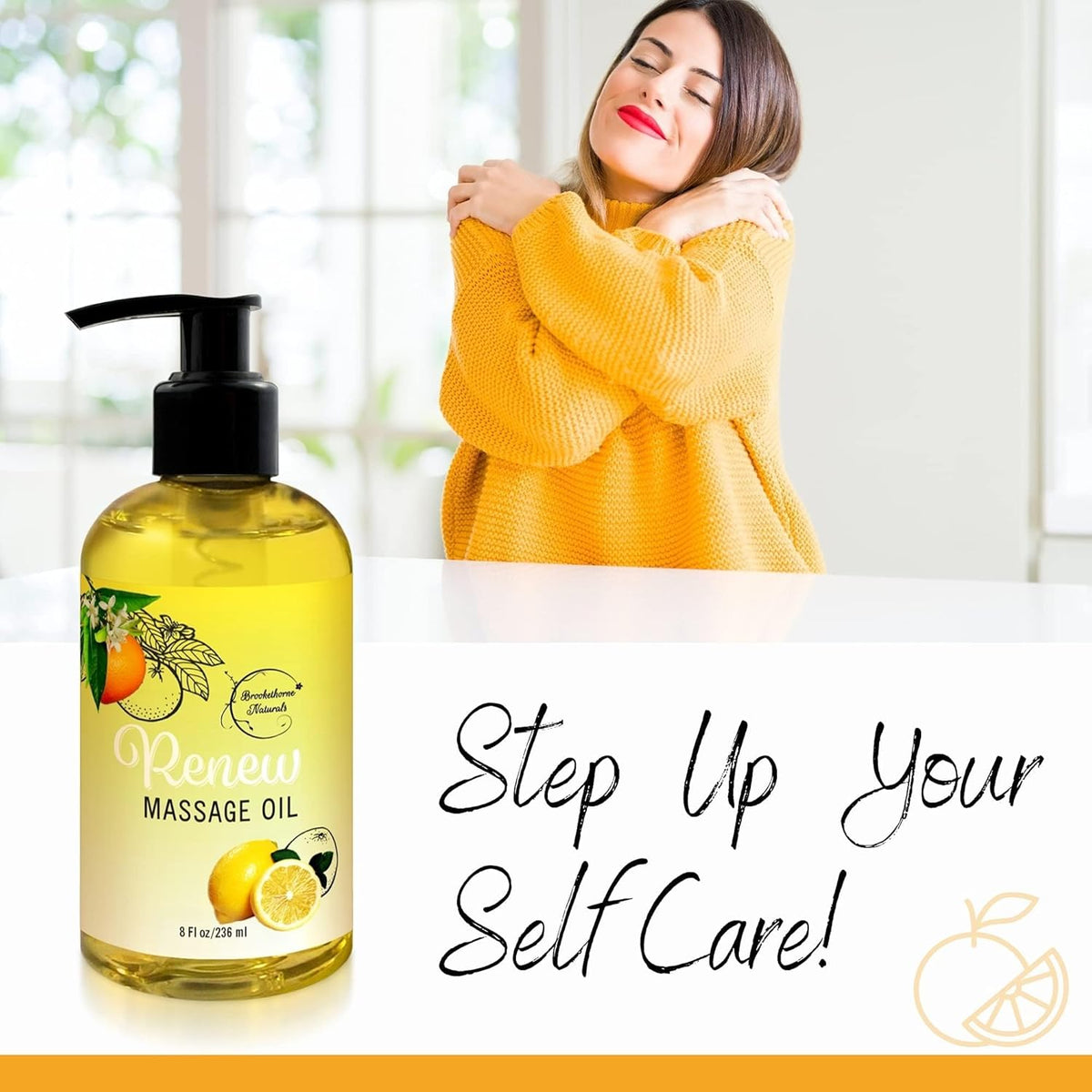 Renew Massage Oil with Orange, Lemon & Peppermint Essential Oils - Great for Massage Therapy or