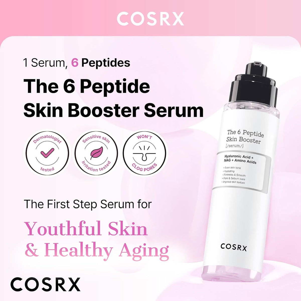 COSRX 6X Peptide Collagen Booster Toner Serum with Copper Peptides, Niacinamide & Hyaluronic Acid