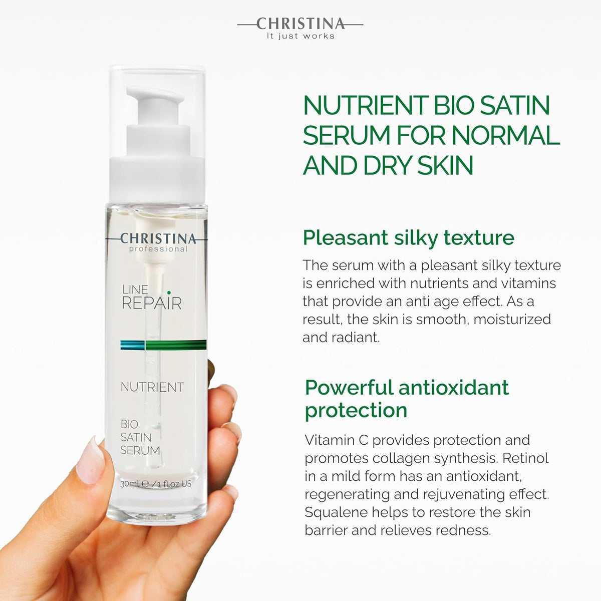 Christina Line Repair Bio Satin Vitamin C Serum for Face | Deeply Nourished Radiant Skin |