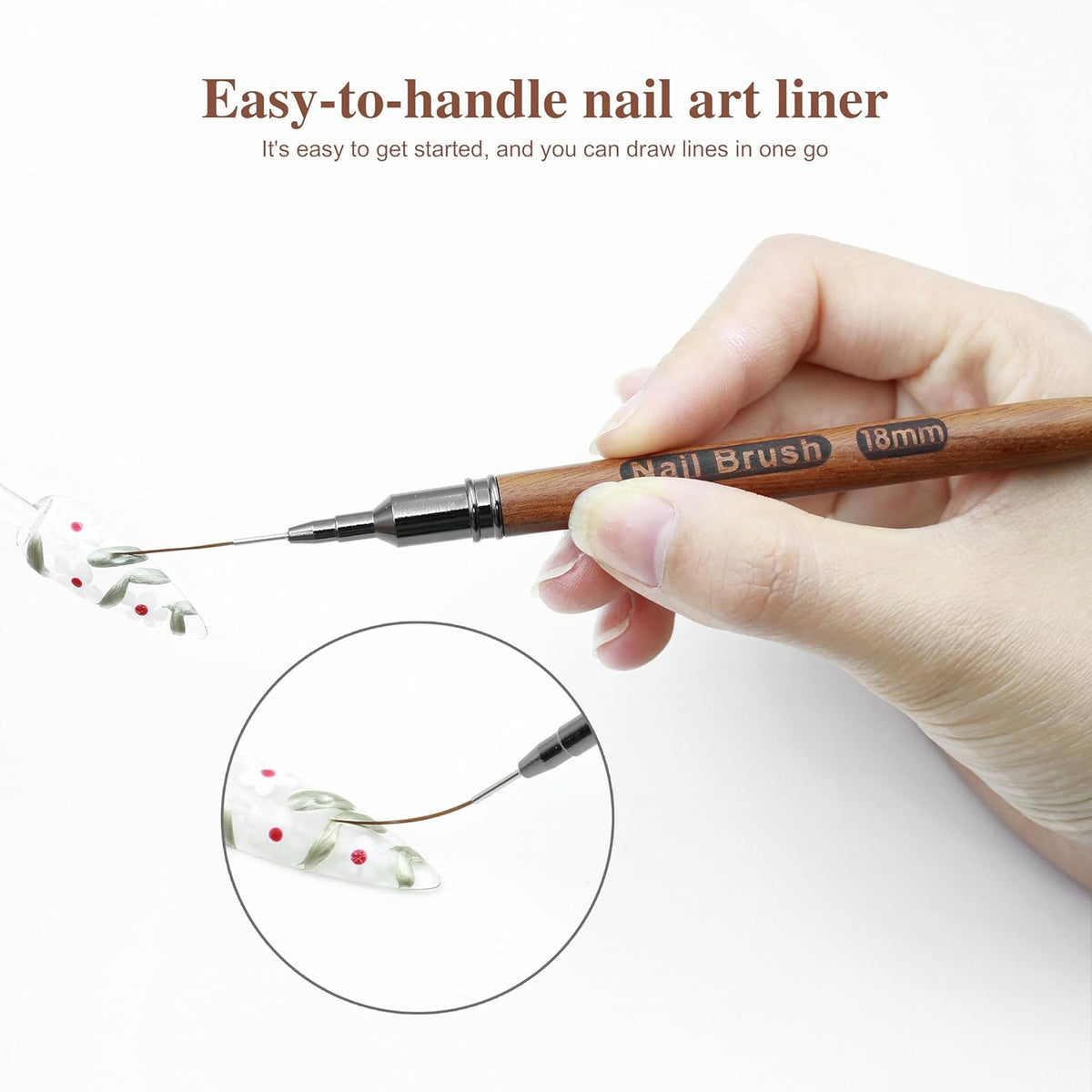Nail Art Brushes, 5Pcs Wooden Nail Art Liner Brushes,Natural color,Painting Art Design Brush Set