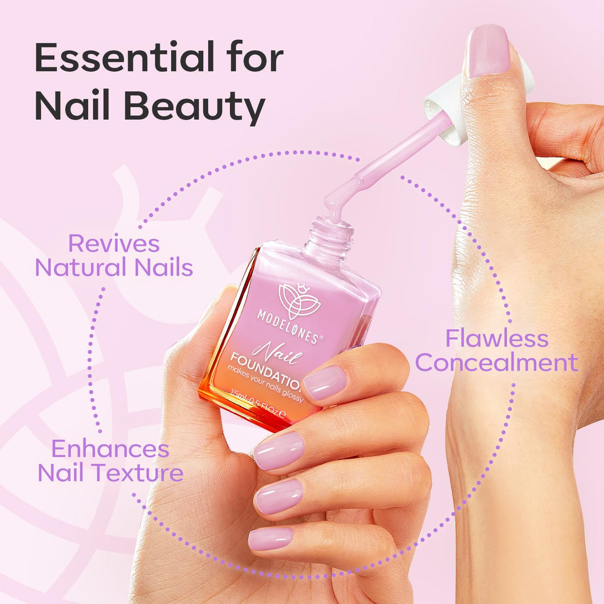 modelones Nail Strengthener Jelly Purple Nail Repair for Damaged Nails Strengthening Polish 15ml