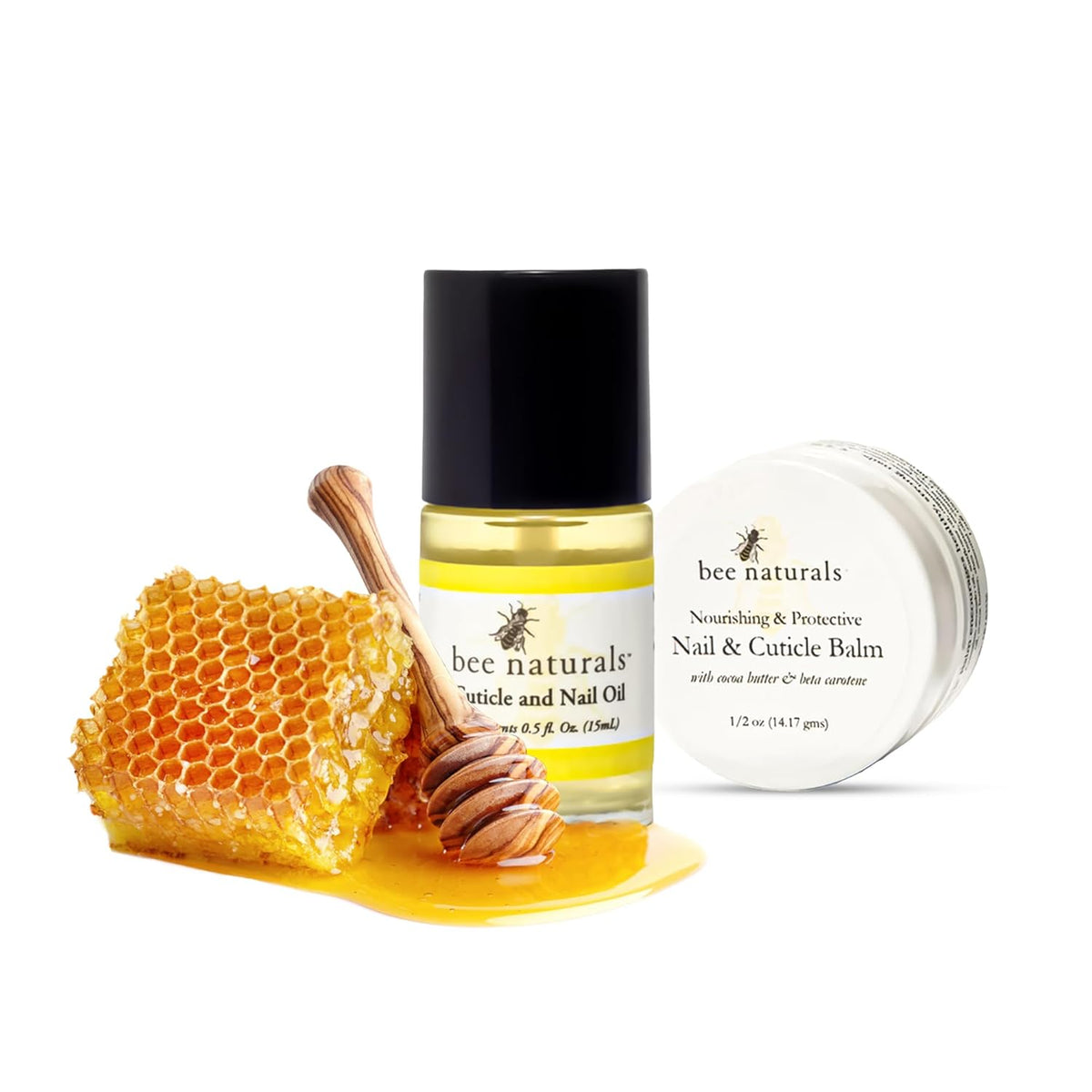 Bee Naturals Nail & Cuticle Care Gift Set – Includes Hydrating Nail Balm & Nourishing Cuticle Oil