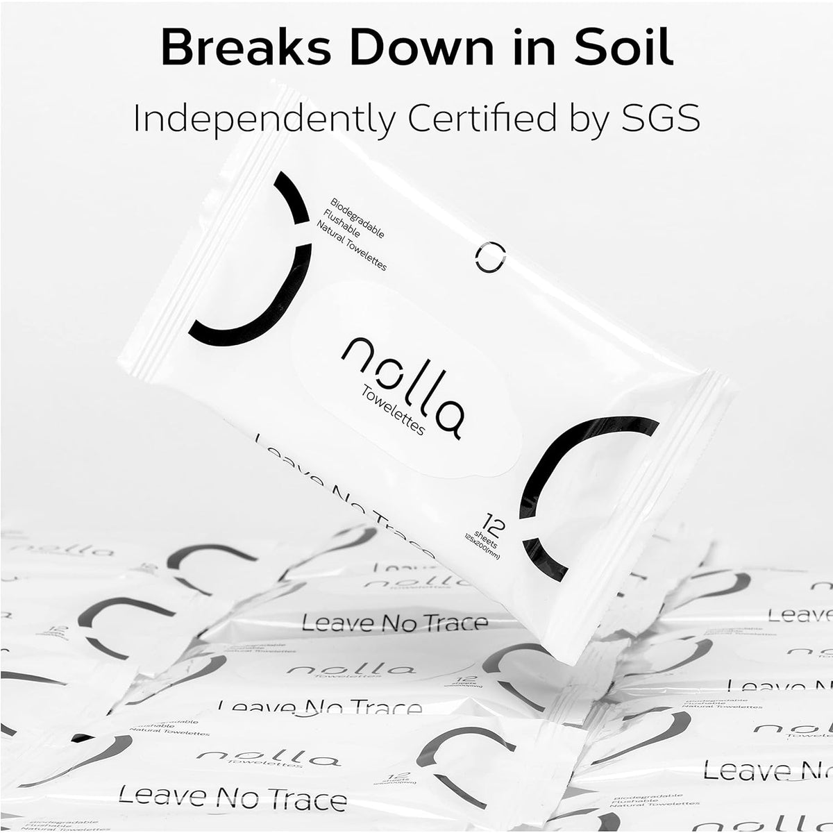 Nolla Flushable Wipes Travel Packs, 100% Plant-Based, Plastic-Free and Biodegradable - Unscented +