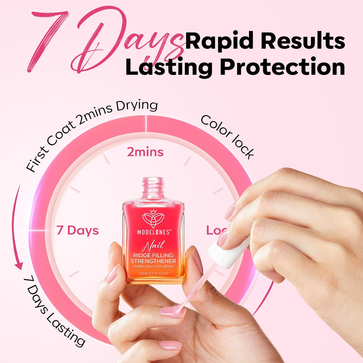 modelones Nail Strengthener Jelly Pink Nail Polish Repair 8-in-One Nail Ridge Filler Nail