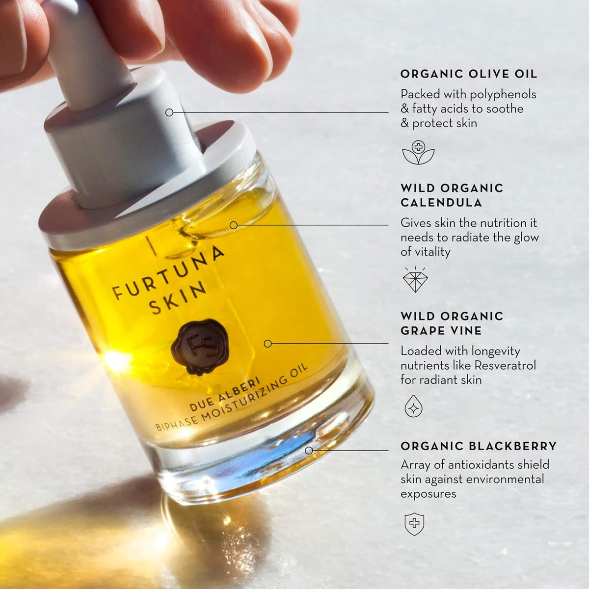 Furtuna Skin Biphase Moisturizing Oil - Hydrating, Plumping & Protecting Face, Neck, and Decollete