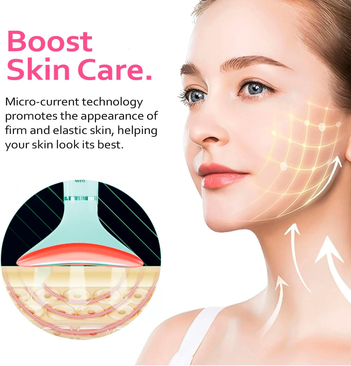 3-in-1 Portable Face and Neck Massager Tool with LED, Red Light Therapy, Vibration & Thermal