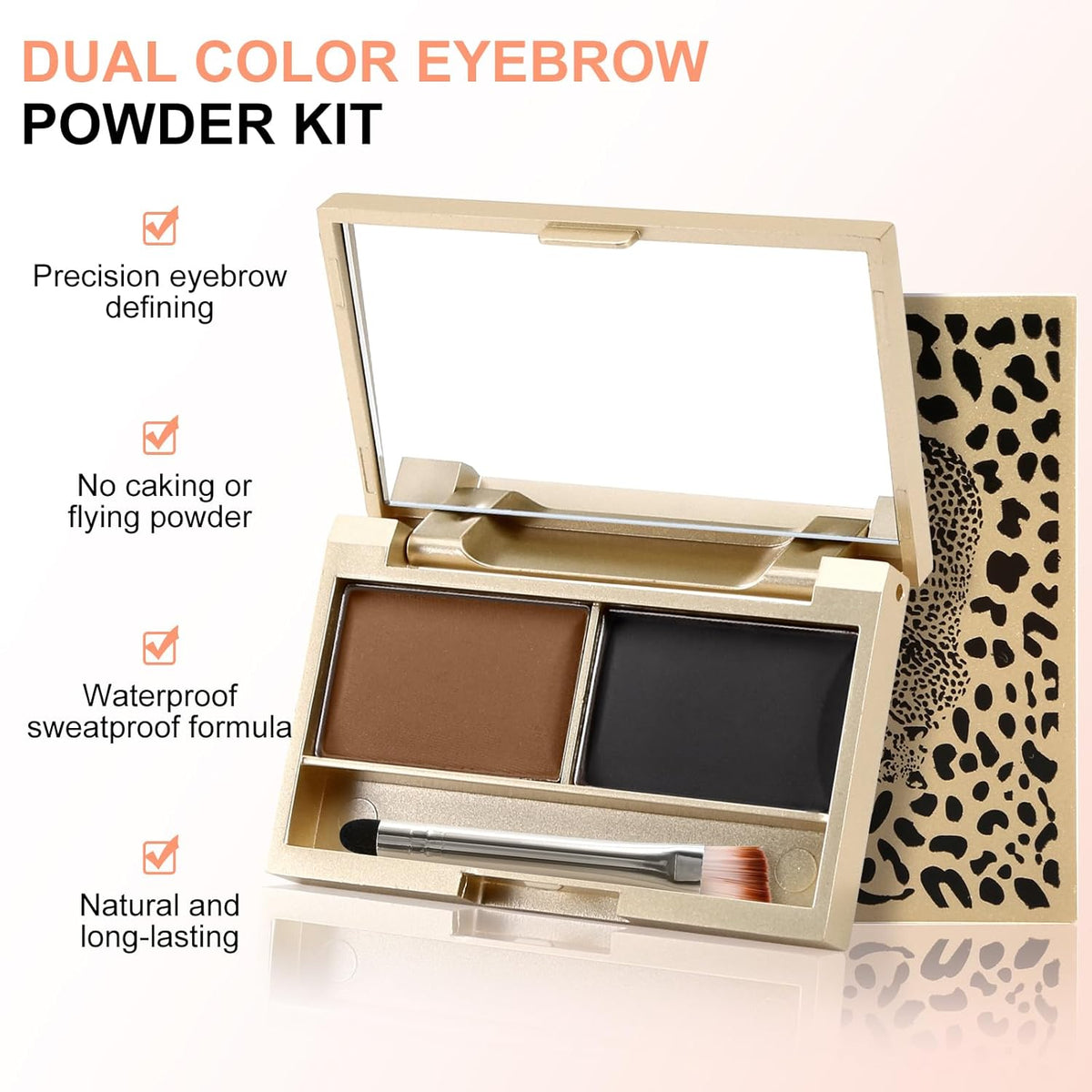 Boobeen Eyebrow Powder Kit, 2-color Waterproof Eyebrow Palette Makeup to Definer & Filler Brows