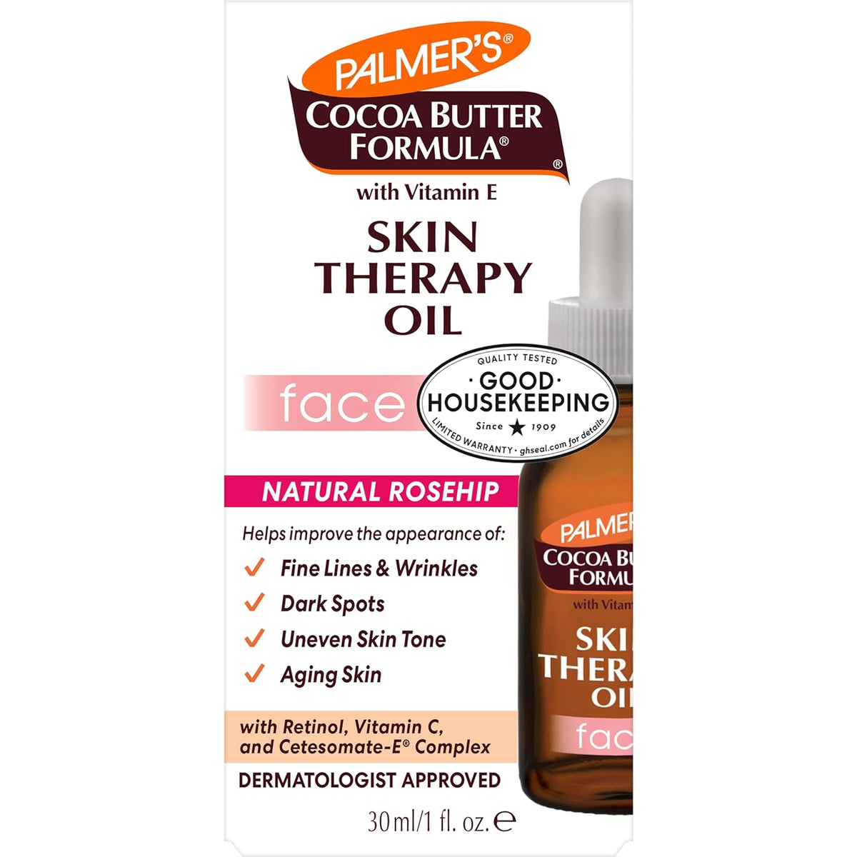 Palmer's Cocoa Butter Formula Moisturizing Skin Therapy Oil for Face with Vitamin E, C & 10 Pure