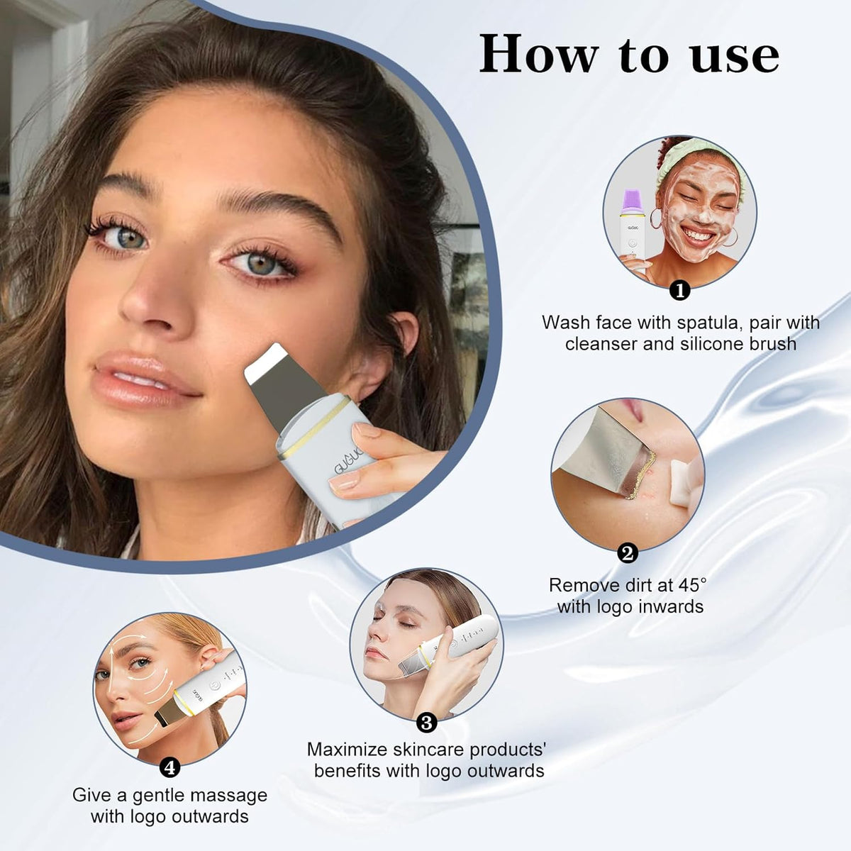 GUGUG Skin Scrubber Face Spatula Skin Spatula Pore Cleaner Blackhead Remover Tools for Facial Deep