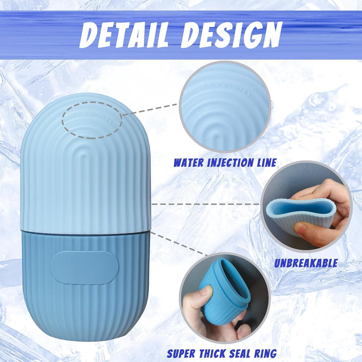 Ice Face Roller, Reusable Silicone Mold Face Massage Eye Facial Beauty Skin Care Tools Apply Ice