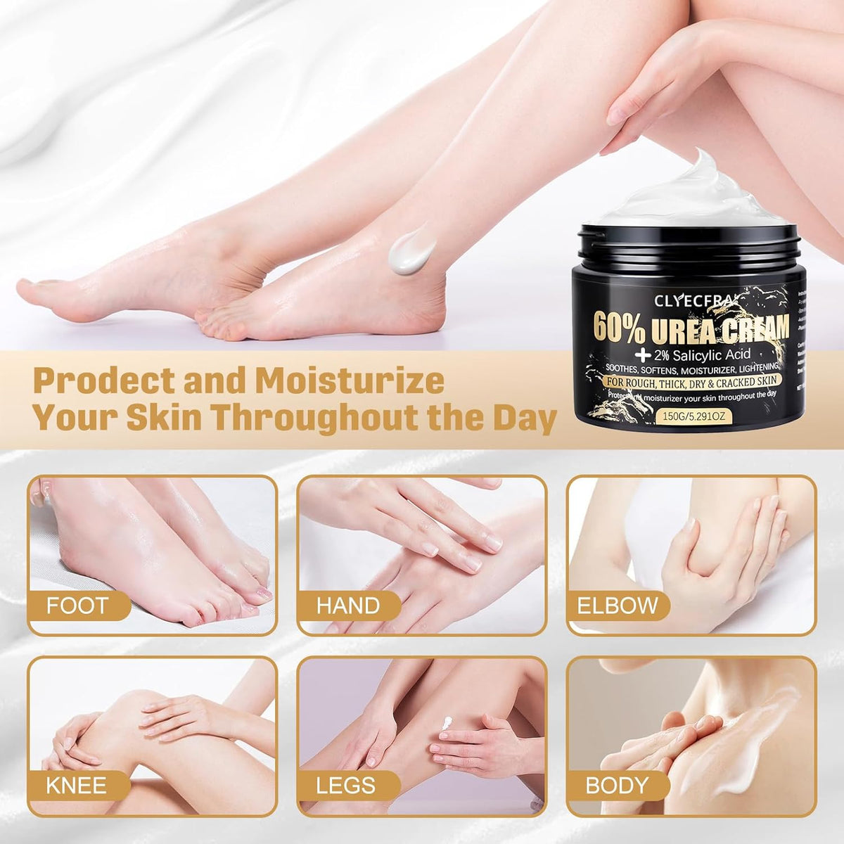 60% Urea Cream with 2% Salicylic Acid, Urea Cream 60 Percent for Feet & Hands- Maximum Strength