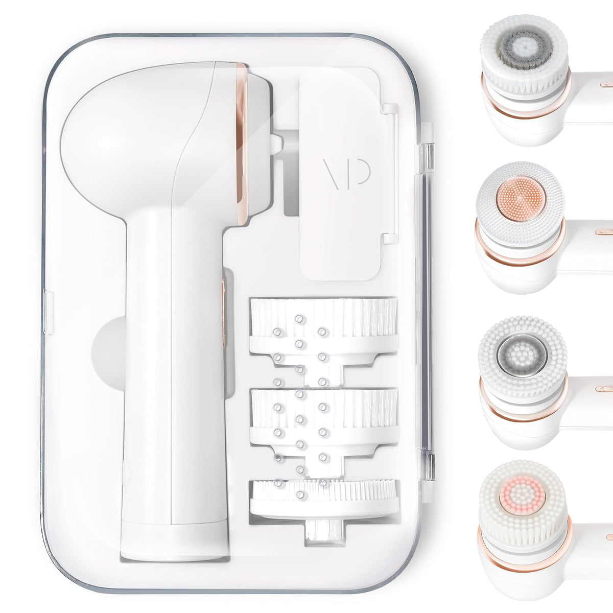 Vanity Planet Raedia 2.0 Facial Cleansing Brush, 4 Interchangeable Brush Heads, White - Daily
