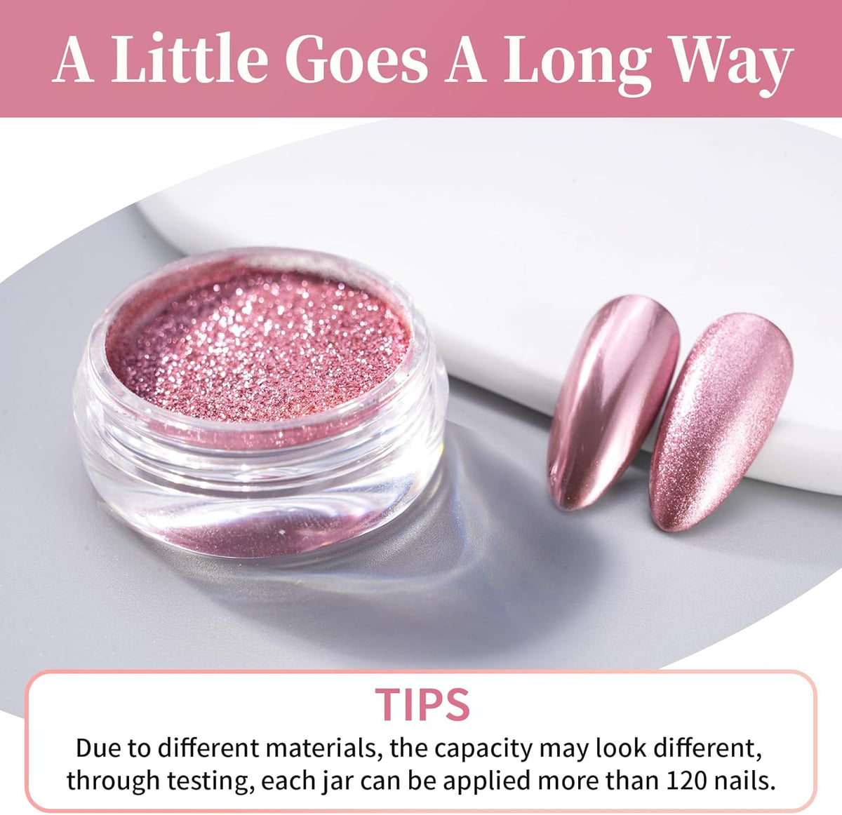 Pretty Diva Chrome Nail Powder - Rose Gold/Pink Nails Chrome Powder Mirror Effect, Premium Metallic