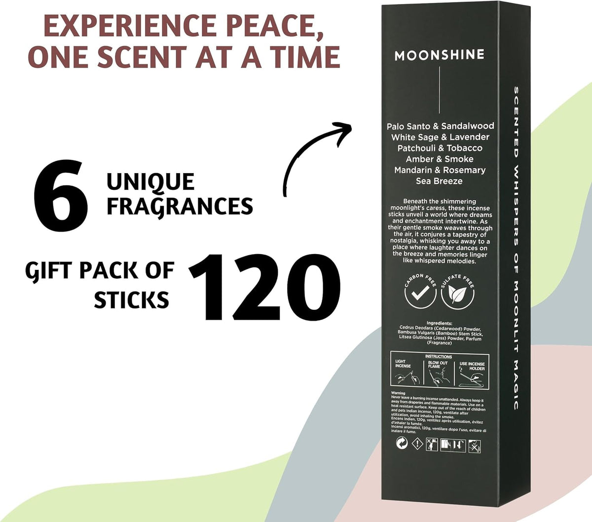 Folkulture Set of 6 Incense Sticks | 120 Organic Insence Sticks - Non Toxic Palo Santo &