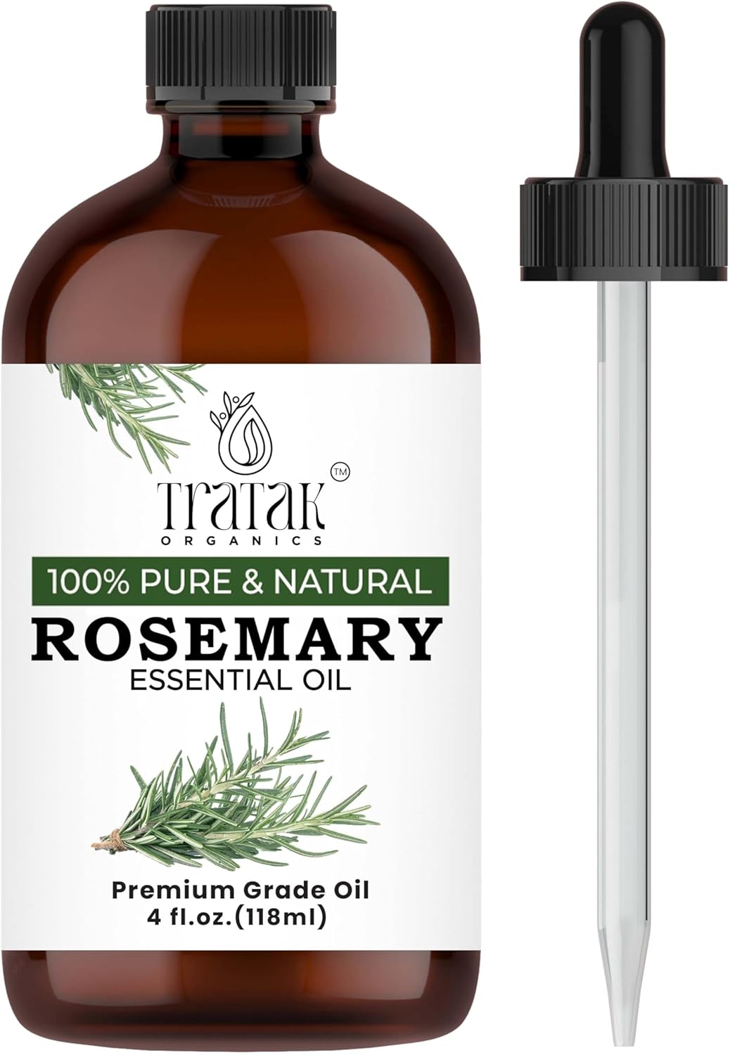 Rosemary Essential Oil 4 Fl Oz - 100% Pure and Natural Oil with Premium Dropper - Premium