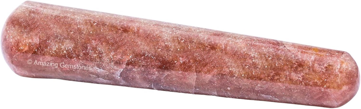 Amazing Gemstone Strawberry Quartz Crystal Wand Massage Stick - Pelvic Wand Gua Sha for Adults