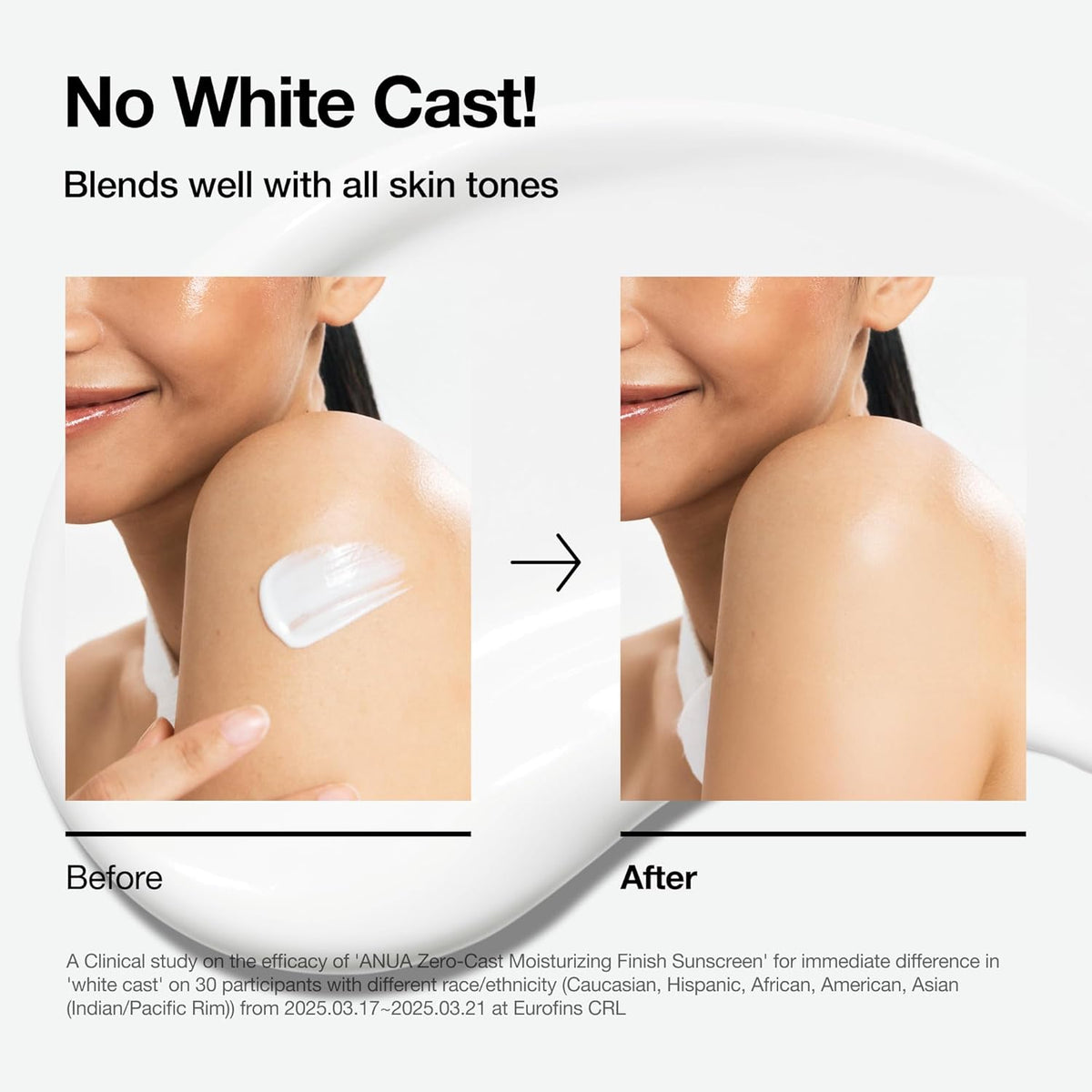 Anua Zero-Cast Moisturizing Finish Sunscreen,SPF 50, Glow Natural Sunscreen,No White cast