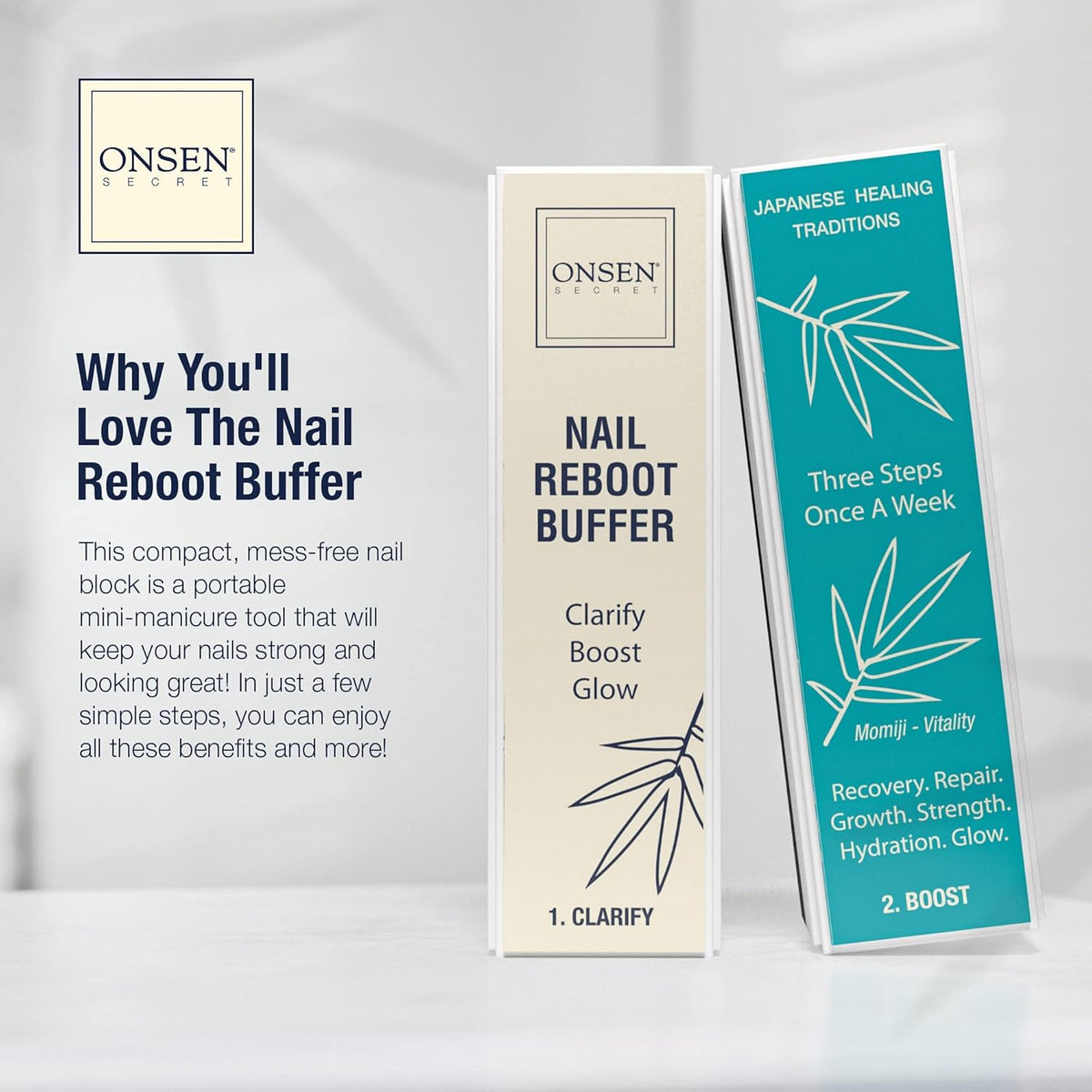 Onsen Secret Cuticle Cream Bundle, Double Sided Nail File 120/180 Grit, Nail Cuticle Oil - Japanese