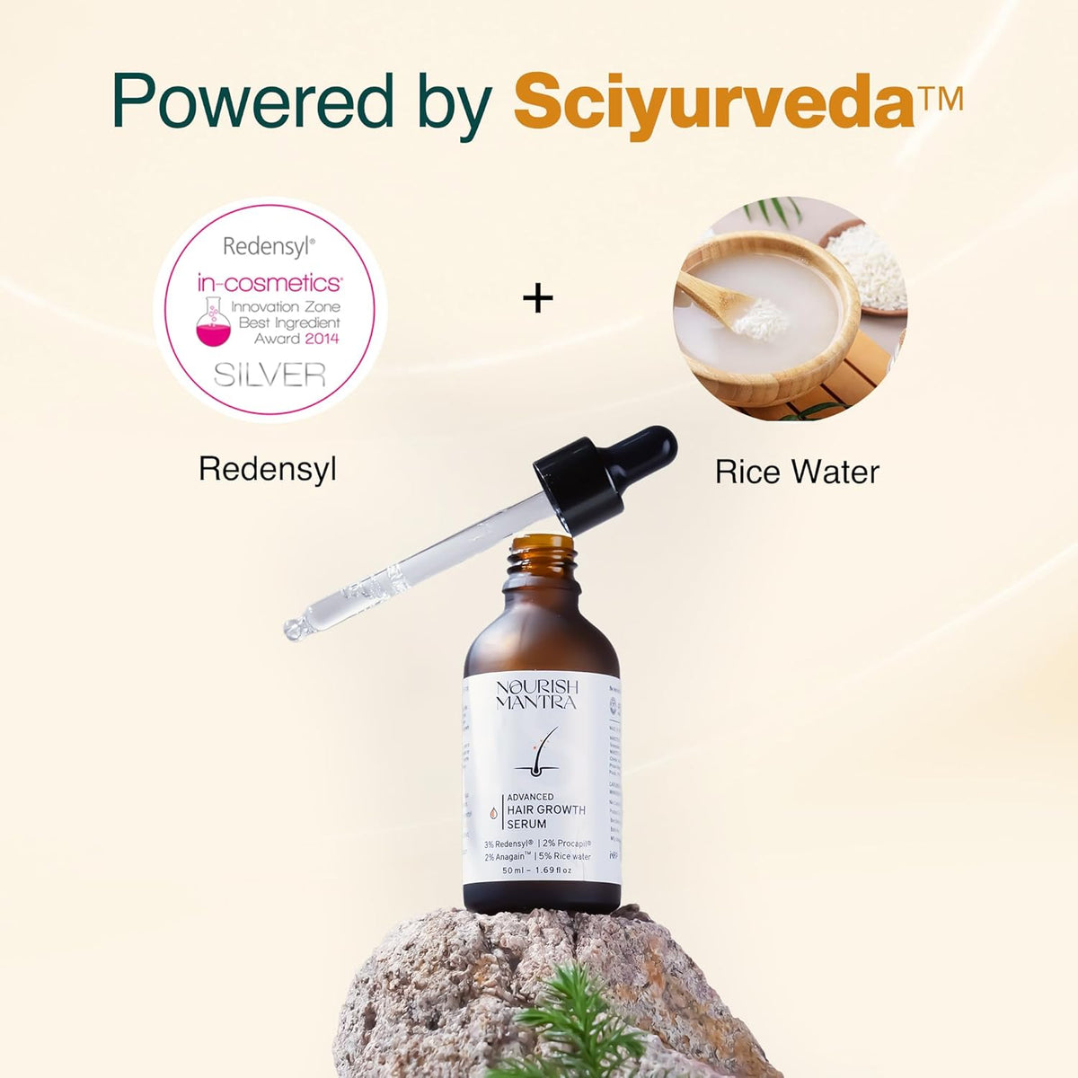 Nourish Mantra Advanced Hair Growth Serum 50ml, 3% Redensyl, 2% Anagain, 2% Procapil, 5% Rice