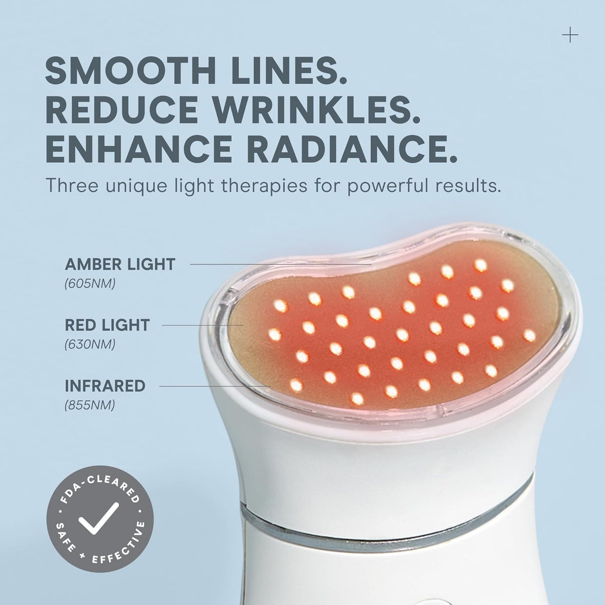 NuFACE TRINITY+ LED Red Light Wrinkle Reducer Attachment for Microcurrent Facial Device - FDA