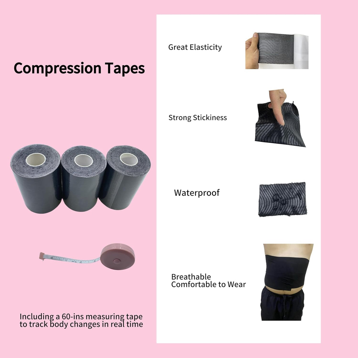 Body Stomach Compression Tape- Extra Wide Kaotic Tape for Body Shaping& Workout& Sweater Enhancer&