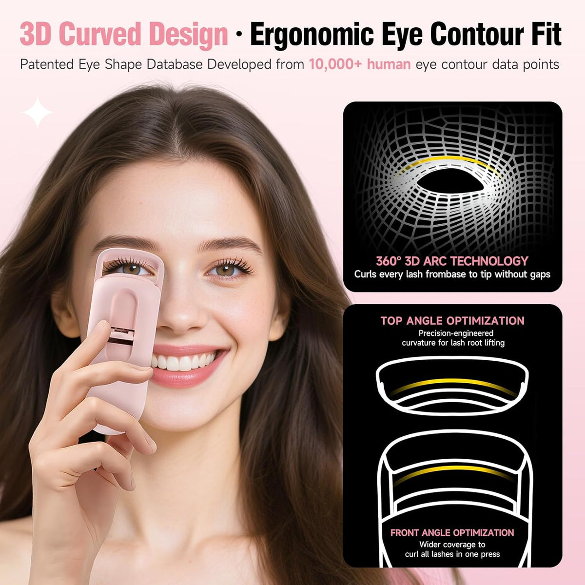 DUDUDU Heated Eyelash Curler, Portable Travel-Size Mini Electric Heated Lash Curler - 2-Level