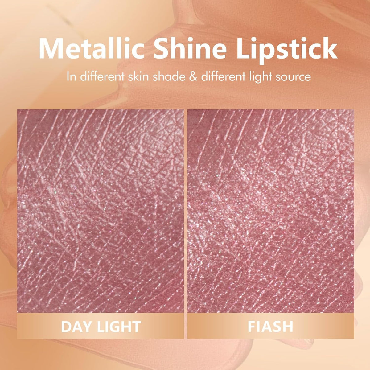 MAKI YIKA Metallic Pink Lipstick for Women Nude Lipsticks Long Lasting Shine Glitter Lipstick No