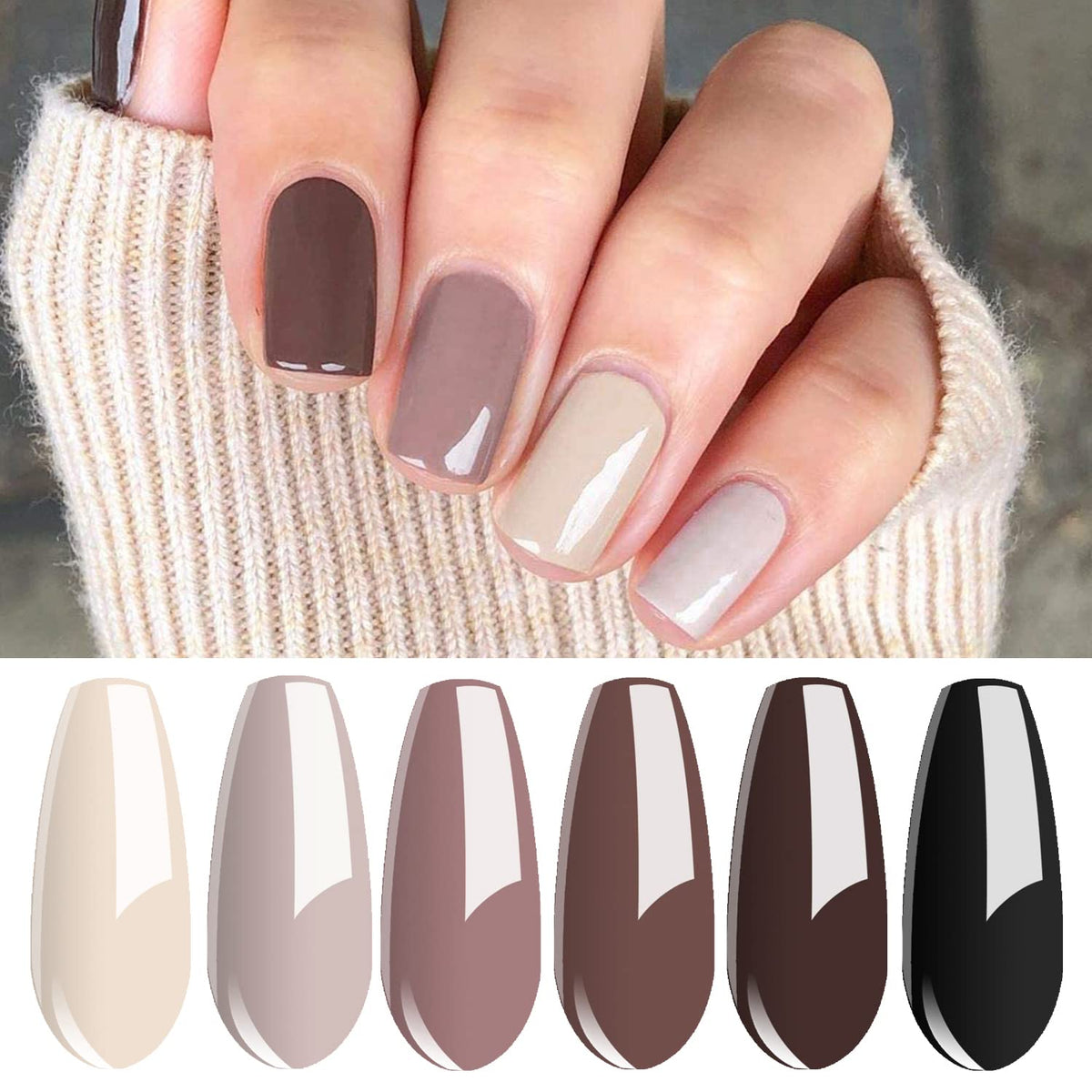Vishine Gel Nail Polish Starter Kit, 36W LED Nail Dryer Lamp Base Top Coat 6 Classic Colors Nail