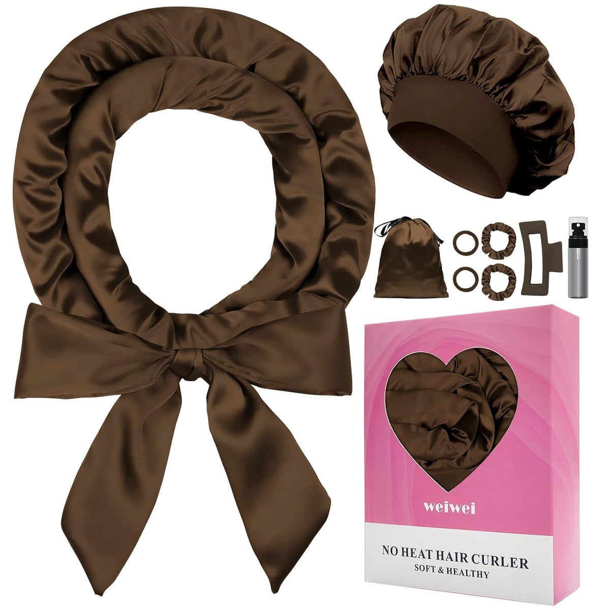 weiwei Satin Heatless Curlers Hair Curler, No Heat Curls Overnight Hair Curlers to Sleep In