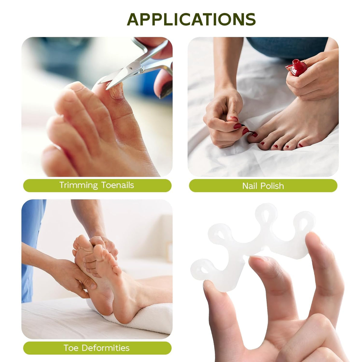 Bukihome Upgraded Gel Toe Separator - Pedicure Toe Spacers for Separating Toenails or Nails - Toe