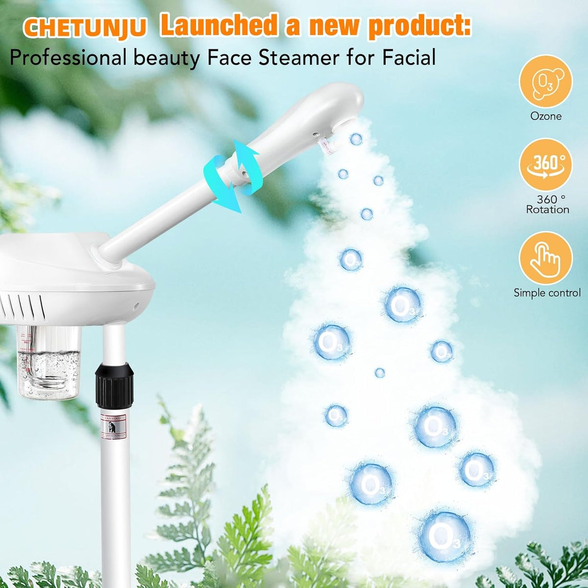 Professional Facial Steamer for Atomization Humidifier Atomizer, Adjustable Height and Angle, Face