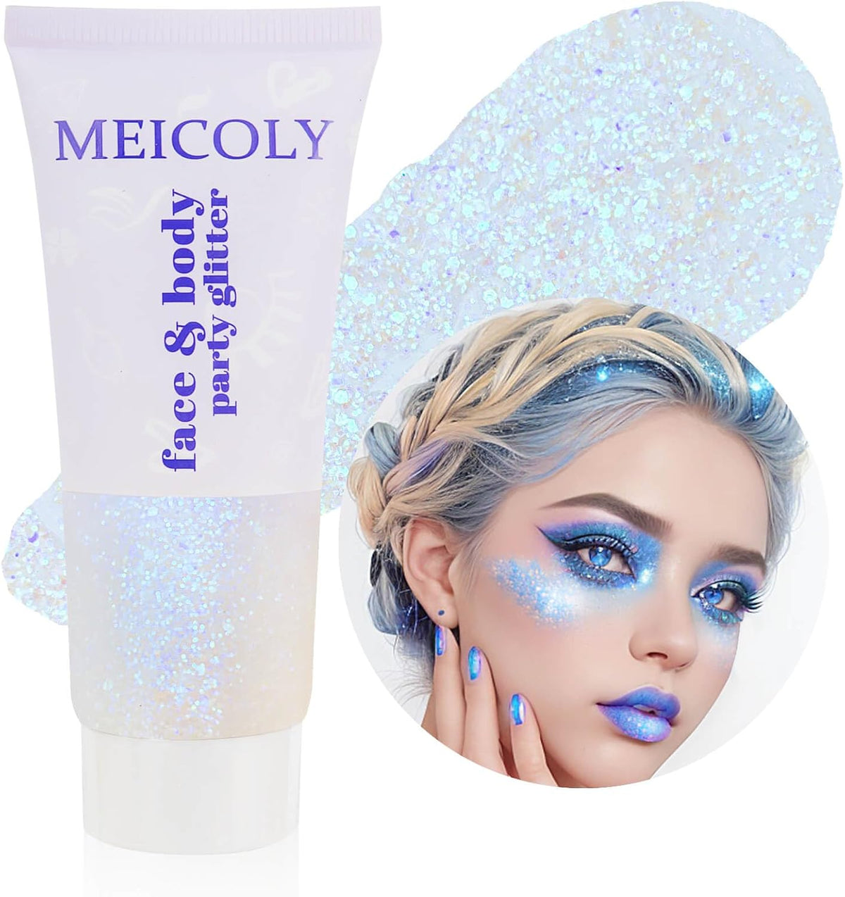 MEICOLY Sparkling Blue Body Glitter,Halloween Face Glitter,Color Changing Glitter Gel for