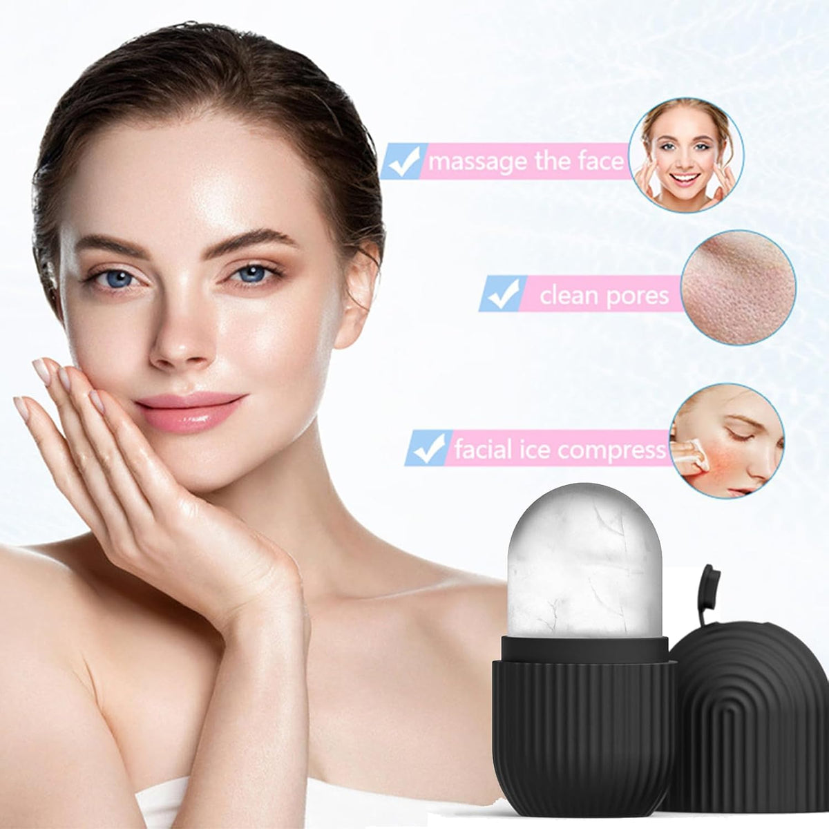 Ice Face Roller, Reusable Silicone Mold Face Massage Eye Facial Beauty Skin Care Tools Apply Ice