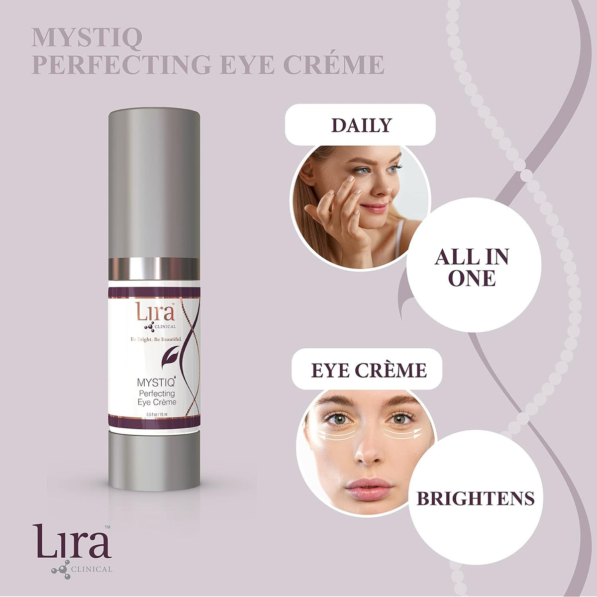 Lira Clinical MYSTIQ Perfecting Eye Cream - Lifting Anti Aging Eye Cream with Collagen Peptides
