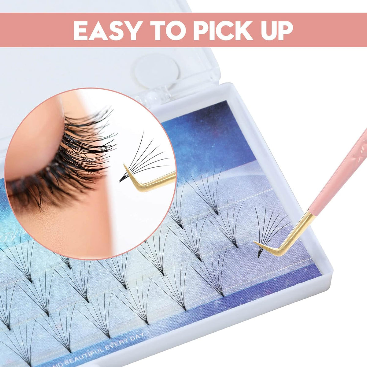 Ms.Queen Lash Extension Tweezers,Diamond Grip 90 Degree False Lashes Tweezers 3D 6D Mink Eyelash