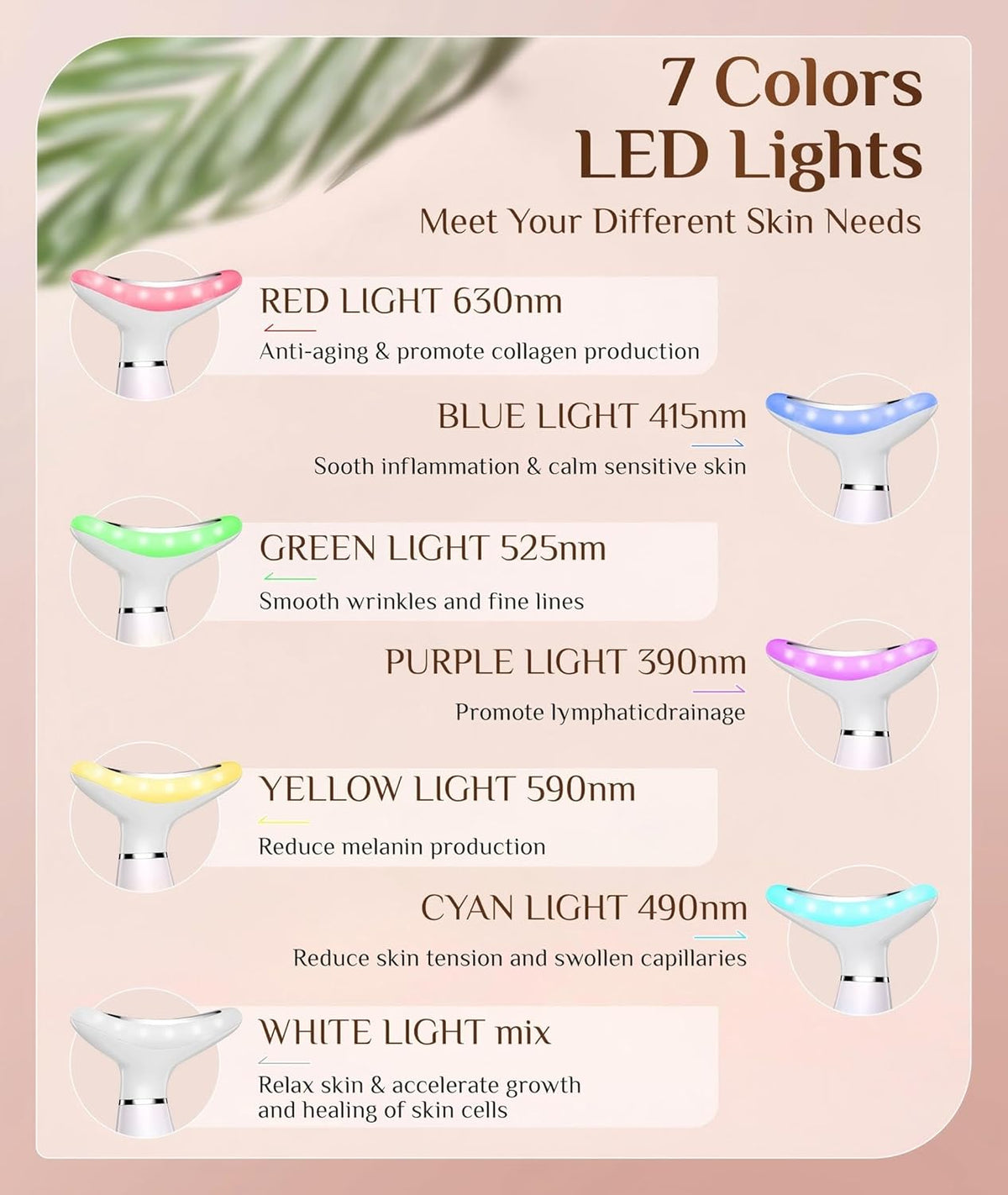 7 Color Galvanic Machines - Red Light Therapy for Face and Neck, Face Massager Tool for Wrinkles