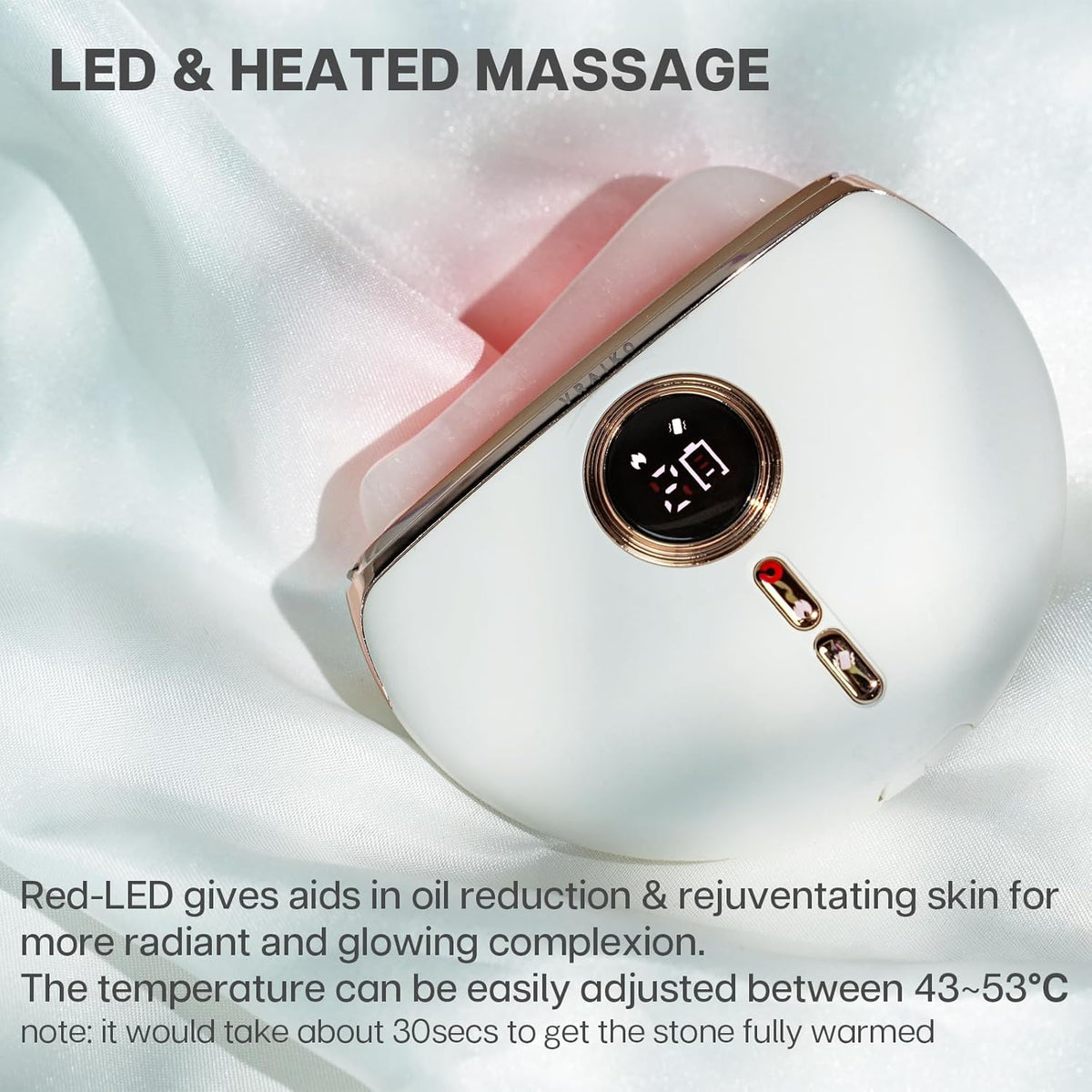 Aurora LED Gua Sha Device, Jade Stone Gua Sha Facial Tool with Heat and Vibration, Face Massager