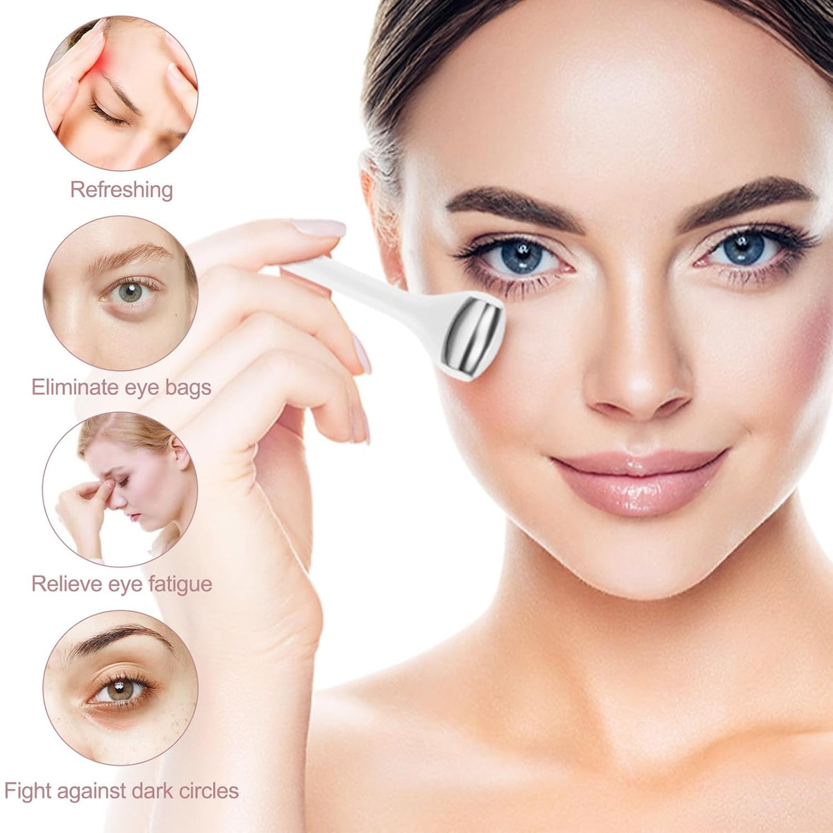 MAANGE Mini Eye & Face Rollers for Eye Massager, Stainless Steel Eye Ice Roller for Relief