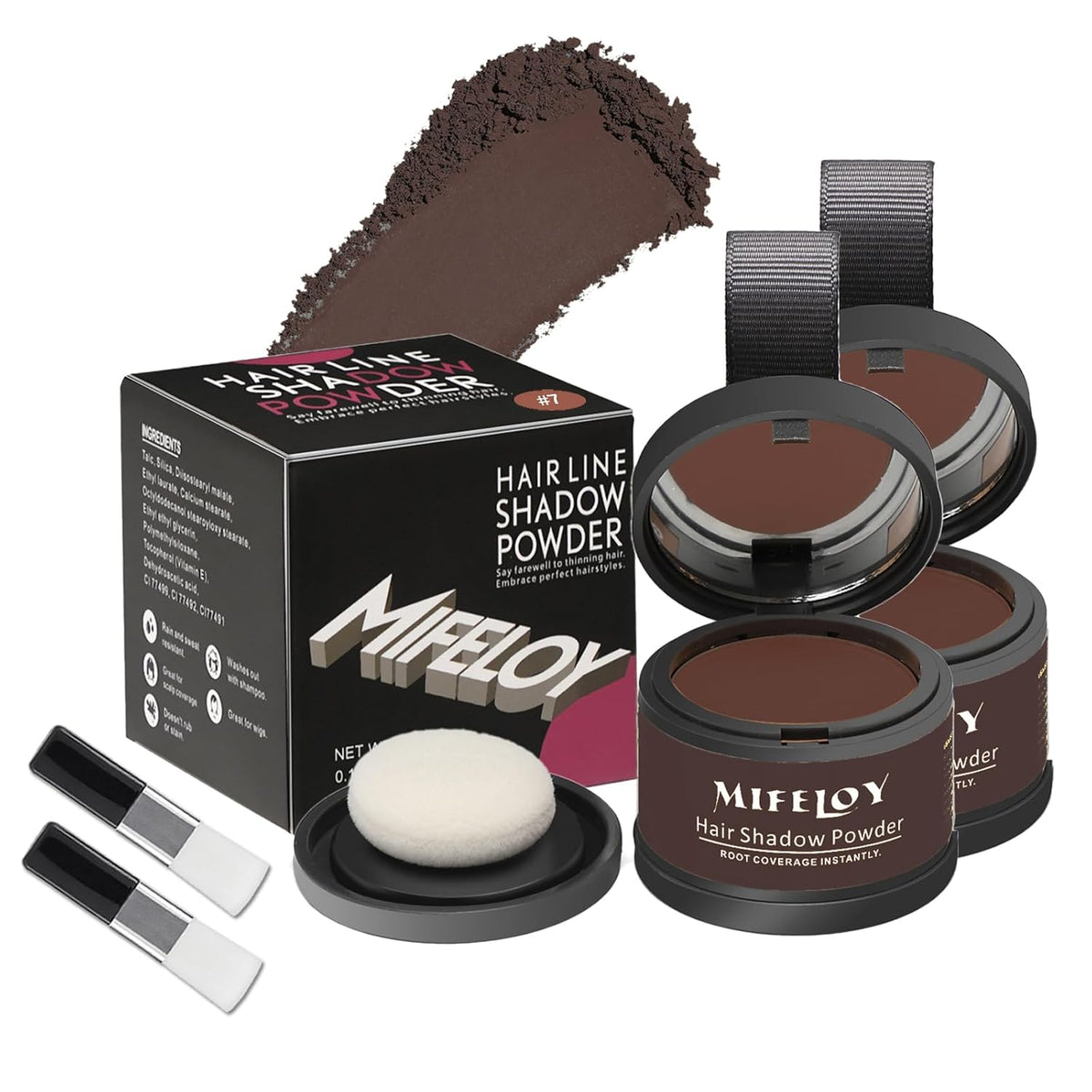 2 Pack Root Touch Up Shadow Powder, Gray Hair Cover Up, Women Color Root Coverage Powder for