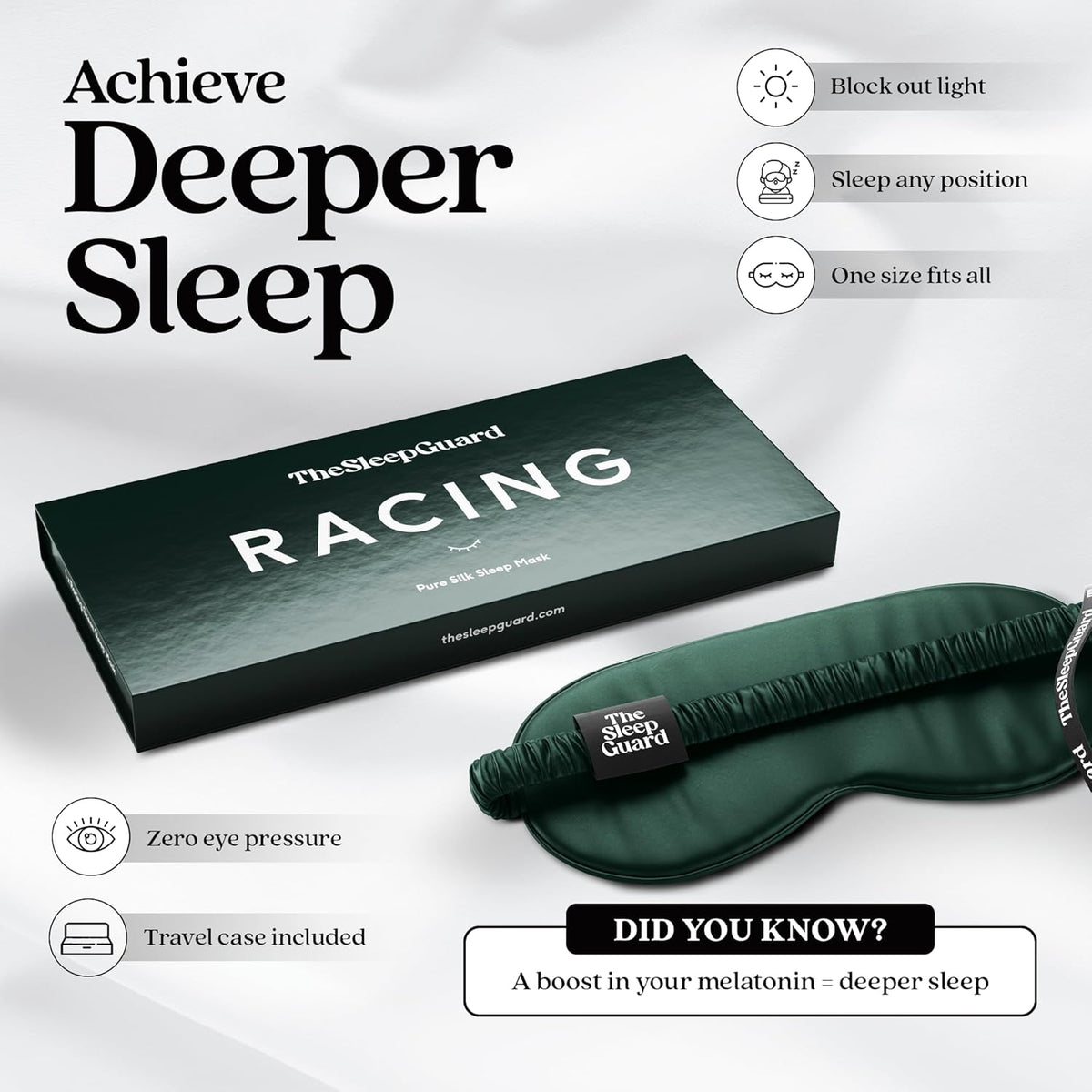 Pure Silk Sleep Mask [100% 6A Mulberry Silk, 22 Momme] Light Blocking Travel Essentials. Eye Masks