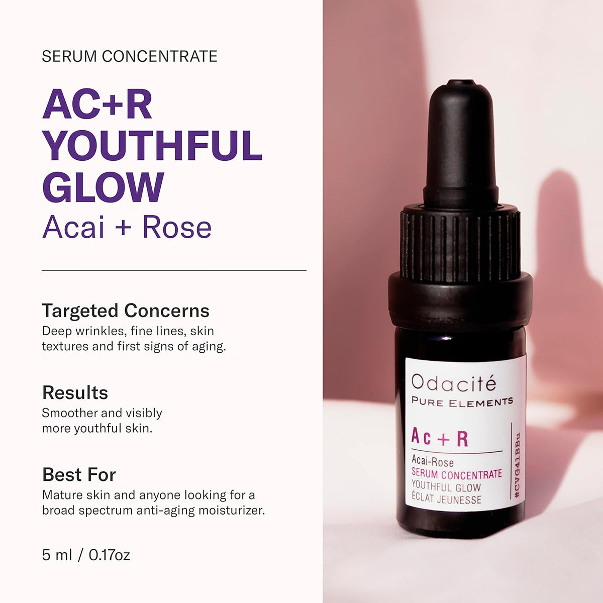 Odacité Anti Aging Serum Concentrate with Acai + Rose - Revitalizing Facial Oil, Youthful Glow