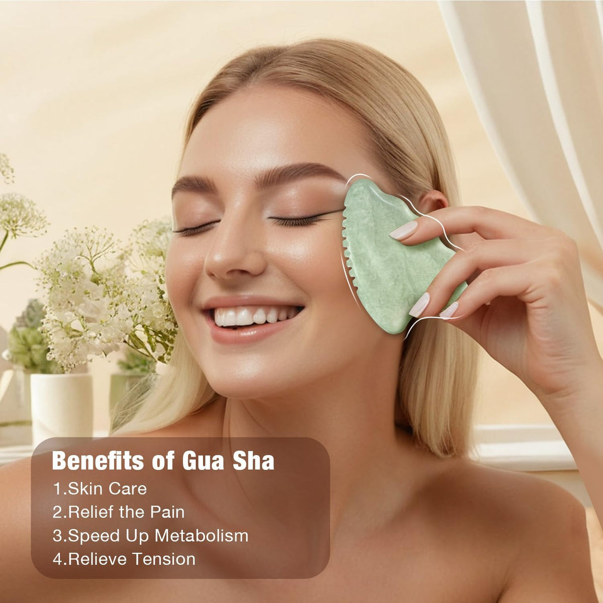 Gua Sha Facial Tools,Guasha Tool for Face,Jade Gua Sha Stone Comb Edge, Face Sculpting Tool Skin