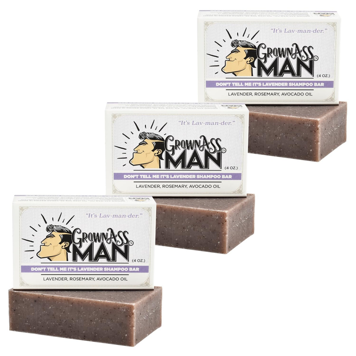 Solid Shampoo Bar Rich Lather 3 in 1: Hair, Beard & Body Wash - Plastic Free & Eco-Friendly