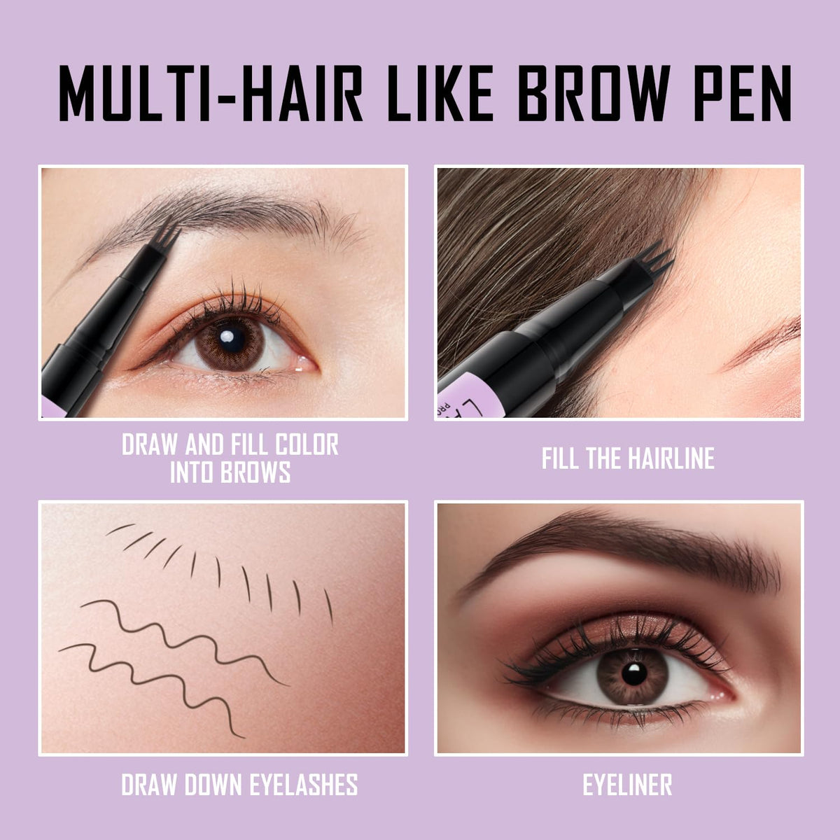 LAVONE Eyebrow Pencil, 2-In-1 Waterproof Eyebrow Pen, with 3 Tip Microblading Eyebrow Pen and